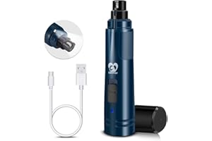 Casfuy Dog Nail Grinder with LED Light - Upgraded 2-Speed Electric Pet Nail Trimmer Powerful Painless Paws Grooming & Smoothing for Small Medium Large Dogs & Cats (Dark Blue)