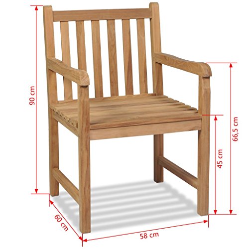vidaXL 2X Teak Massiv Gartenstuhl mit Armlehne Essstuhl Holzstuhl Gartensessel Stuhl Stühle Sessel Gartenstühle Terrassenstuhl Garten – Bild 8