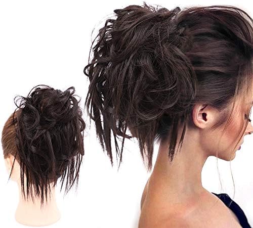 Chouchou Cheveux Bun Scrunchie - Couleur Chocolate Copper Wick Clear - Synthétique Bouclé