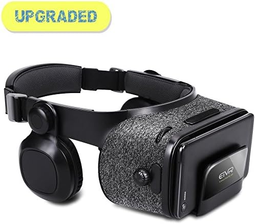 3D VR Headset for VR Games &amp; 3D Movies - Virtual Reality Headset with Built-in Headphone and Adjustable Staps, for Apple iPhone &amp; Android Smart Phones of 4.7" - 6.2" - Black