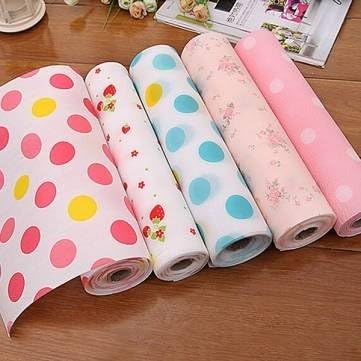 UR Home Decor Contact Paper Color Dot Drawer Liner Mat Kitchen Placemat Shelf Desk Cabinet Pad Shelf Paper Drawer
