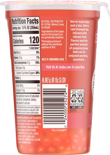 JOYBA RASPBERRY DRAGONFRUIT FLAVORED BLACK BUBBLE TEA, 12 FL OZ CUP