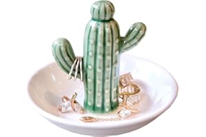 PUDDING CABIN Cactus Ring Holder Decorative Jewelry Dish, Cactus Decor, Birthday Valentine's Day Christmas Graduate Gift for 