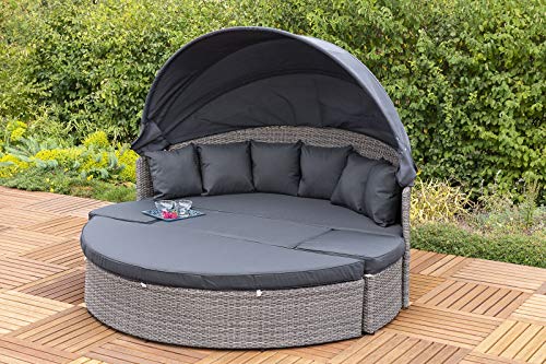 GXK Gartenliege Gartenmöbel Liegeinsel Liegemuschel Liege Alu Rattan dunkelgrau – Bild 3