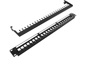 Tedgetal 24-Port Blank Keystone 1U Patch Panel, 19" Rackmount or Wall Mount Network