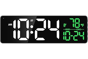 XUANZIT Large LED Digital Wall Clock with Date, Temperature, Auto-Brightness, Auto-DST | Big Digital Clock for Bedroom, Desk, Classroom, Living Room, Kitchen, Office, Gym, Farmhouse, Xmas Gift for Seniors