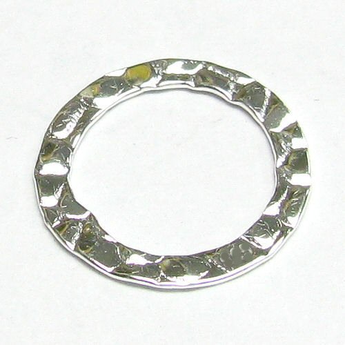 2 pcs .925 Sterling Silver Round Textured Hoop Jump Ring Connector 17mm/Findings/Bright