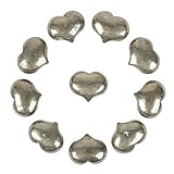 Justinstones Natural Pyrite Gemstone Healing Crystal 1 inch Mini Puffy Heart Pocket Stone Iron Gift Box (Pack of 10)