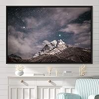 Framed Canvas Wall Art Starry Sky Aerial Astronomy & Space Dramatic Global Green Photography Realism Stars - 16x24 inches