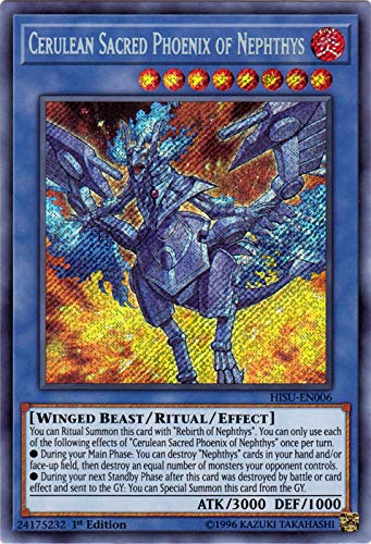 Yu-Gi-Oh! Singles - Cerulean Sacred Phoenix of Nephthys - HISU-EN006 - Secret Rare - 1st Edition - Hidden Summoners