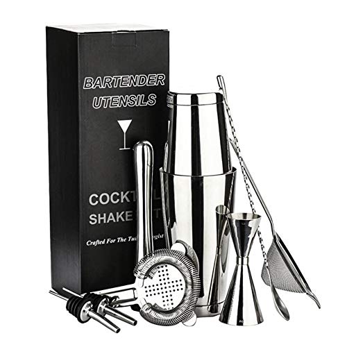 ARTFFEL Barkeeper-Set aus Edelstahl, robust, 7-teilig, Zubehör, Messbecher, Sieb, Geschenke, gesund (Farbe: Silber) – Bild 6