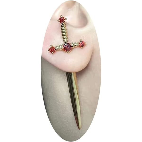 アクセサリー A&G Dagger Pierce Sword Earring With Ear Cuff , Dagger Earring, Sword Hoop