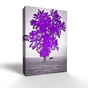 Blue and Black Abstract Colorful Tree Painting Wall...