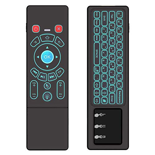 ILEBYGO RGB Rechargeable Mini Wireless Keyboard Air Remote Mouse Wireless Mouse and Keyboard Combo Touchpad Control with Backlit T6 for Android TV Box, PC, Projector, HTPC etc.