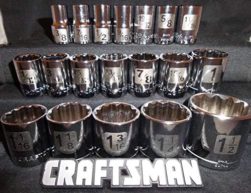 Craftsman 19pc 1/2" SAE 12pt Point LASER ETCHED Sockets Set Tools STD Drive