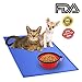 ONME Dog Feeding Mat, FDA Grade Silicone Waterproof Pet Food Mat, Non Slip Dog Bowl Placemat (Blue)