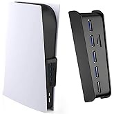 5 Port USB Hub for PS5, Megadream High-Speed Expansion Hub Charger Splitter Adapter with 4 USB + 1 USB Charging Port + 1 Type