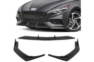 HK5 3pcs STP-Style Front Bumper Lip Spoiler Body Kit Compatible with 2021-2023 Hyundai Elantra N-Line (Matt Black)