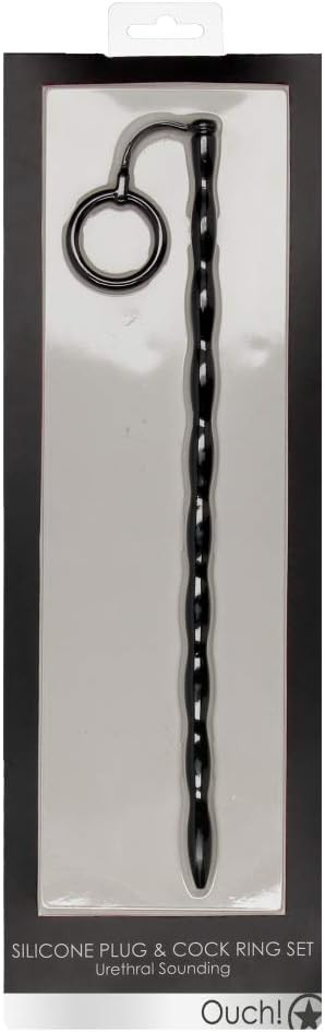 SHOTS Silicone Plug and Cock Ring Set, Urethral Sounding, Black, 66 g - Image 3