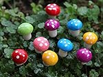 Ginsco 18pcs Miniature Fairy Garden Mushrooms Colorful