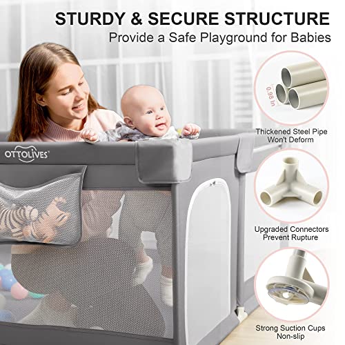 OTTOLIVES Baby Playpen, Extra Large Playpen for Babies and Toddlers, Safety Baby Gate Playpen
