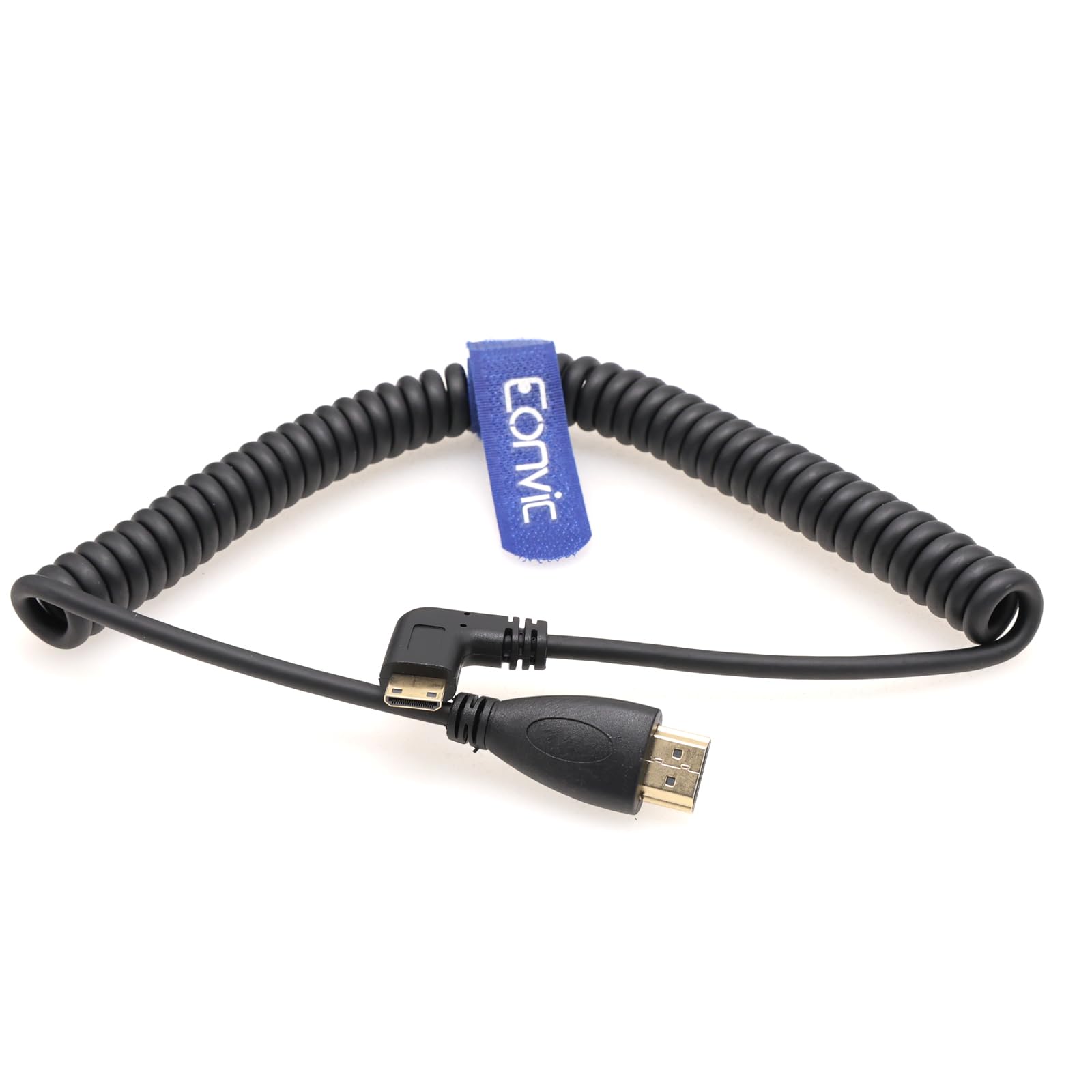Eonvic Mini HDMI to HDMI Coiled Cable Left Angle Support 1080P Full HD for Sony CX7 SR7E