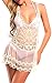Halife Women's Sexy Lace Mesh Patchwork Bikini Bathing Suit Cover Up Tank Dress (One Size, Beige)