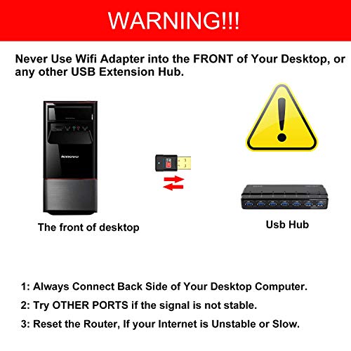 Blueshadow USB WiFi Adapter AC600Mbps - Dual Band 2.4G/5G Mini Wi-fi ac Wireless Network Card Dongle with High Gain Antenna for Desktop Laptop PC Support Windows XP Vista/7/8/8.1/10 (USB WiFi 600Mbps)