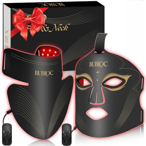 Onisdin Red Light Therapy Mask Set, Five-Level Brightness Adjustment for Face and Neck, 630nm Infrared Light + 850nm Near-Infrared LED Therapy Phototherapy, Portable Mask with Power Storage, Black