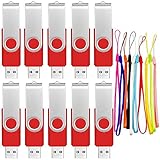 10 Pack Flash Drive 128MB Bulk USB 2.0 Memory Sticks, Swivel Thumb Drives 128 MB Red Pen Drive for Small Data Storage, Zip Drive Jump Drive with 10pcs Ropes Promotional Gift by FEBNISCTE