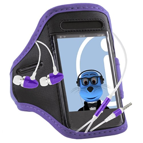 iTALKonline Sony MT15 Neo Halon Xperia Light Purple Black Adjustable Water / Moisture Resistant Sports GYM Jogging Running ArmBand Arm Band Case Cover with Key Money Headphone Pocket includes 3.5mm Aluminium Headphones Handsfree Mic and On/Off Switch