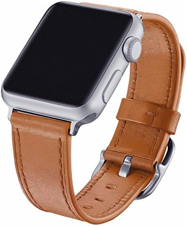 EAVAE Watch Bands Compatible with Apple Watch Bands 40mm 38mm, Light Brown Leather Replacement Strap for Apple Watch SE Apple Watch Series6 5 4 3 2 1 Women and Men