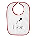 Sperm Cartoon I Won The Race Funny Parody Infant Baby Bib - White with Cherry Red Edging