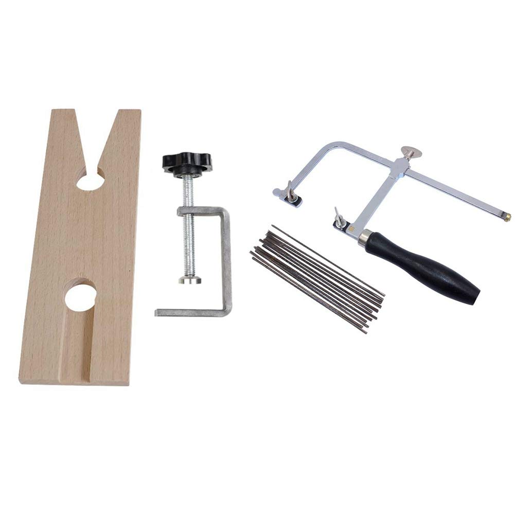 Wanjorlay 1 Set Professional Jeweler's Saw Set Jewelry Tools Saw Frame 144 Blades Wooden Pin Clamp Wood Metal Jewelry Toos