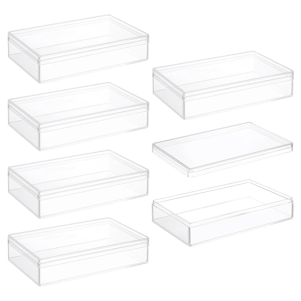 BENECREAT 6Pcs Acrylic Storage Boxes with Lids, 11x7x2.5cm Rectangle Storage Containers, Candy Box, Clear Display Box for Wedding, Party, Treats, Jewelry Accessories