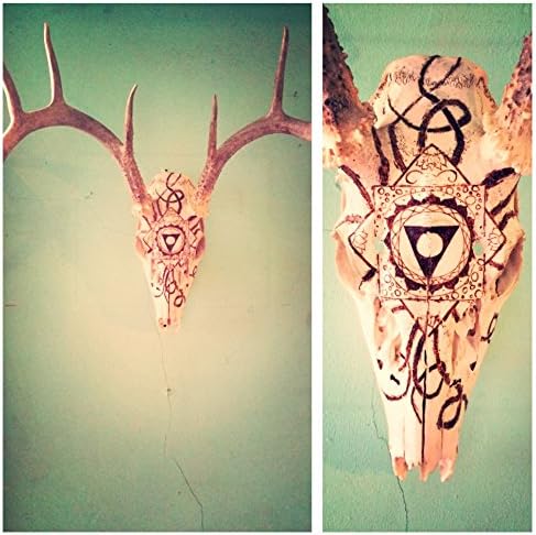 Pyrography. Vishudda buck. Skull art