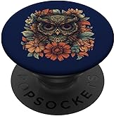 Owl Halloween T-shirt Dia De Los Muertos Floral Sugar Skull PopSockets Swappable PopGrip