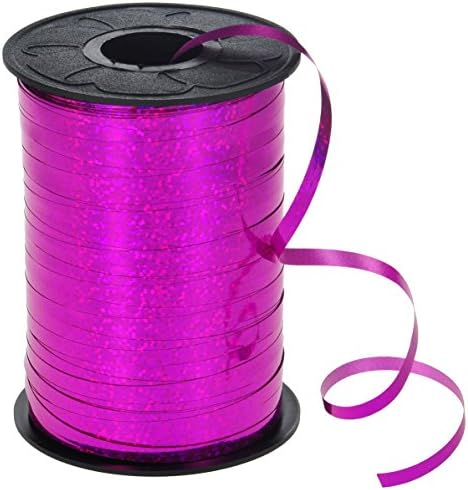 HIART Holographic Curling Ribbon, 3/16" x 500 yard, Metallic Fuchsia