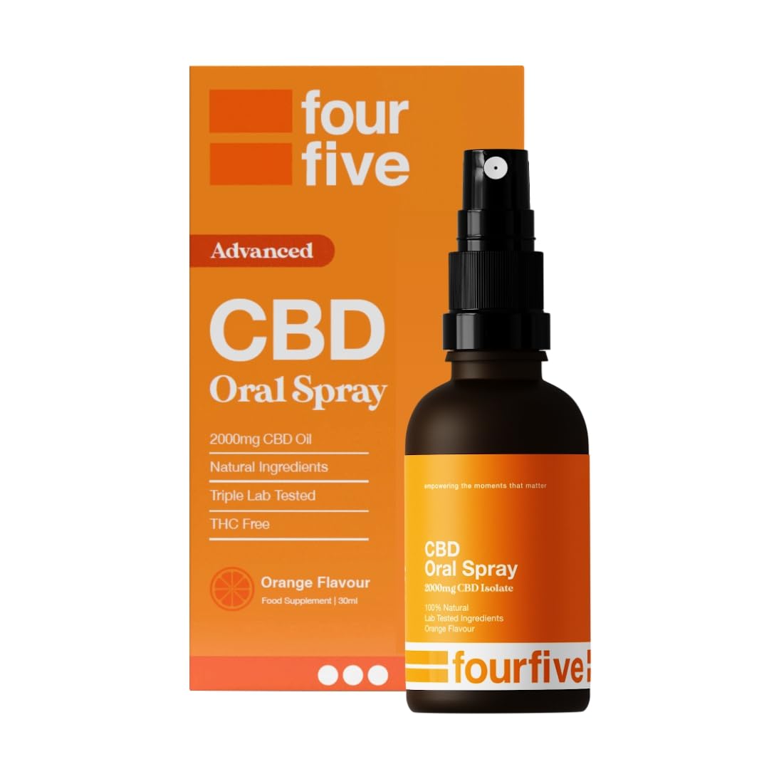 fourfive CBD Oil Spray 2000mg (Strong High Strength) Orange, Muscle & Sleep Aid, Natural & Vegan Friendly - 30ml