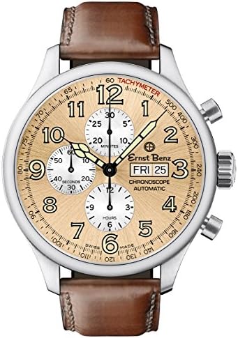 Ernst Benz GC10113 Men's Brown 47mm Automatic Watch ChronoScope Copper Dial Brown Leather Strap