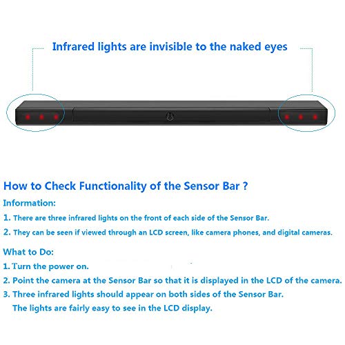 Wireless Wii Sensor Bar, Wireless Infrared Ray Motion Sensor Bar for Nintendo Wii/Wii U Console