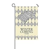 Game of Thrones Flag - Stark Family Winter Is Coming 12 x 18 in - Printed on Both Sides - Great Gift for GOT fan - Man Cave Decor - Durable Banner for Outdoor Conditions