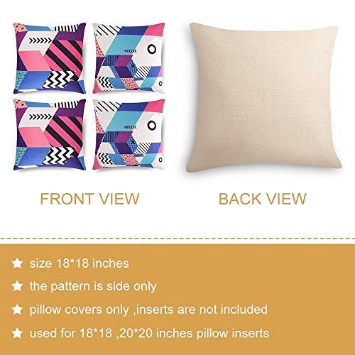 ModeHome Decorative Throw Pillow Cover. Abstract Style Cushion Covers, Colorful Irregular Figure Pattern for Office Couch Bed Decor Pillowcase (1818 Inch Pack of 4)