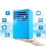 Madoats 9.5-inch Super Mini Portable Air Conditioner Small Desktop Fan Quiet Personal Table Fan Mini Evaporative Air Circulator Cooler Humidifier,Blue
