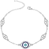 Evil Eye Anklet Blue Evil Eye Ankle Bracelets for Women Sterling Silver Greek Turkish Good Luck Anklets Jewelry Dainty Summer Mothers Day Gifts Adjustable