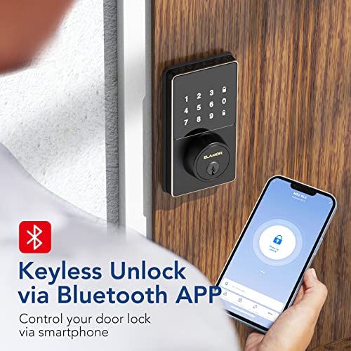 Smart Lock with Bluetooth, Keyless Entry Door Lock with Touchscreen Keypads, Easy to Install, App Unlock, 50 User Codes, Security Waterproof Electronic Deadbolt Lock for Front Door, Home Use