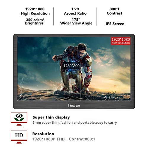 Portable Monitor, 15.6 Inch Portable Display Monitor 1920x1080 with Mini HDMI Interface/Speaker HDMI Monitor Compatible for Laptop PC PS3 PS4 Xbox