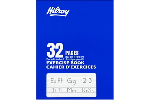 Hilroy Laminated Stitch Book, 9.09" x 7.09", Dotted Interlined, 32 Pages, 75 GSM Premium Paper, Durable Blue Cover (120075)