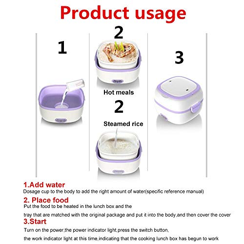 KOBWA Multifunctional Electric Lunch Box, Mini Rice Cooker, Portable Food Heater Steamer with Stainless Steel Bowls, Egg Steaming Rack, Spoon, Measuring Cup for Use in Office Outdoor School - Thumbnail 4