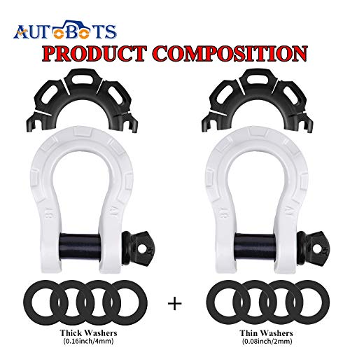 AUTOBOTS D Ring Shackles Heavy Duty(2 Pack) 68,000 lbs Capacity, Stronger Than 3/4" D Shackle, with 7/8" Screw Pin, for Tow Strap Winch Off Road Accessory Vehicle Recovery White - Image 5